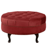 HOCKER Textil Bordeaux  - Bordeaux/Braun, Design, Holz/Textil (80/45/80cm) - Livetastic