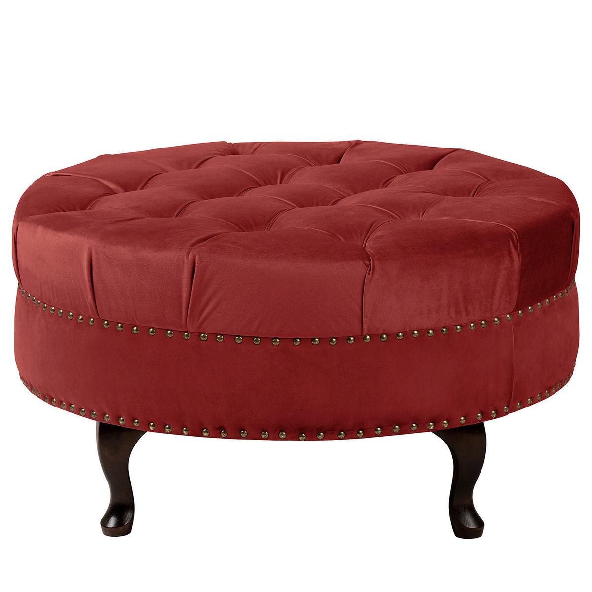 HOCKER Textil Bordeaux  - Bordeaux/Braun, Design, Holz/Textil (80/45/80cm) - Livetastic