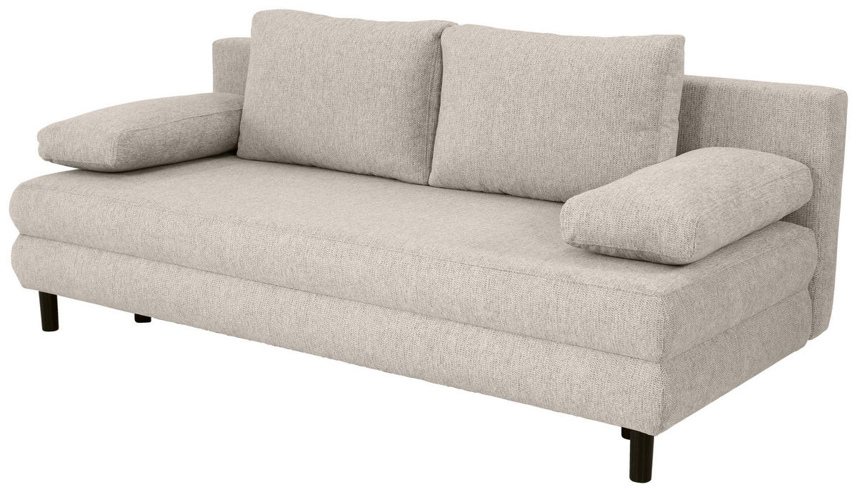 SCHLAFSOFA Webstoff Graubraun  - Graubraun/Schwarz, Design, Textil/Metall (197/84/92,5cm) - home24