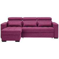 ECKSOFA 179/240 cm  in Struktur Beere Nierenkissen, Bettkasten, Schlaffunktion, Rücken echt, Kopfteilverstellung  179/240 cm  - Beere/Schwarz, MODERN, Kunststoff/Textil (179/240cm) - Carryhome