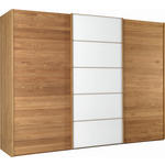 SCHWEBETÜRENSCHRANK  in Weiß, Eichefarben  - Eichefarben/Weiß, Natur, Glas/Holz (250/236/67cm) - Linea Natura