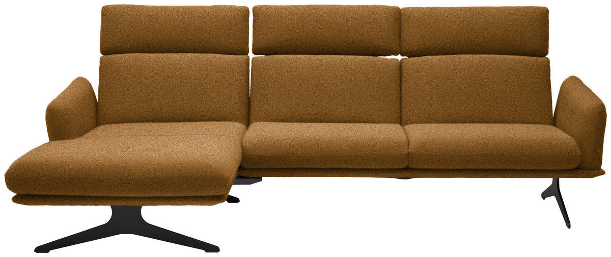 ECKSOFA in Flachgewebe Currygelb  - Currygelb/Schwarz, Design, Textil/Metall (152/259cm) - Dieter Knoll