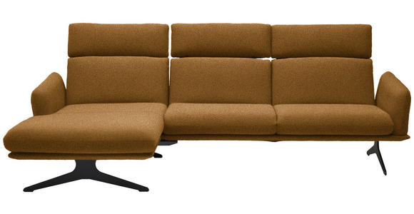 ECKSOFA in Flachgewebe Currygelb 152/259 cm - Currygelb/Schwarz, Design, Textil/Metall (152/259cm) - Dieter Knoll