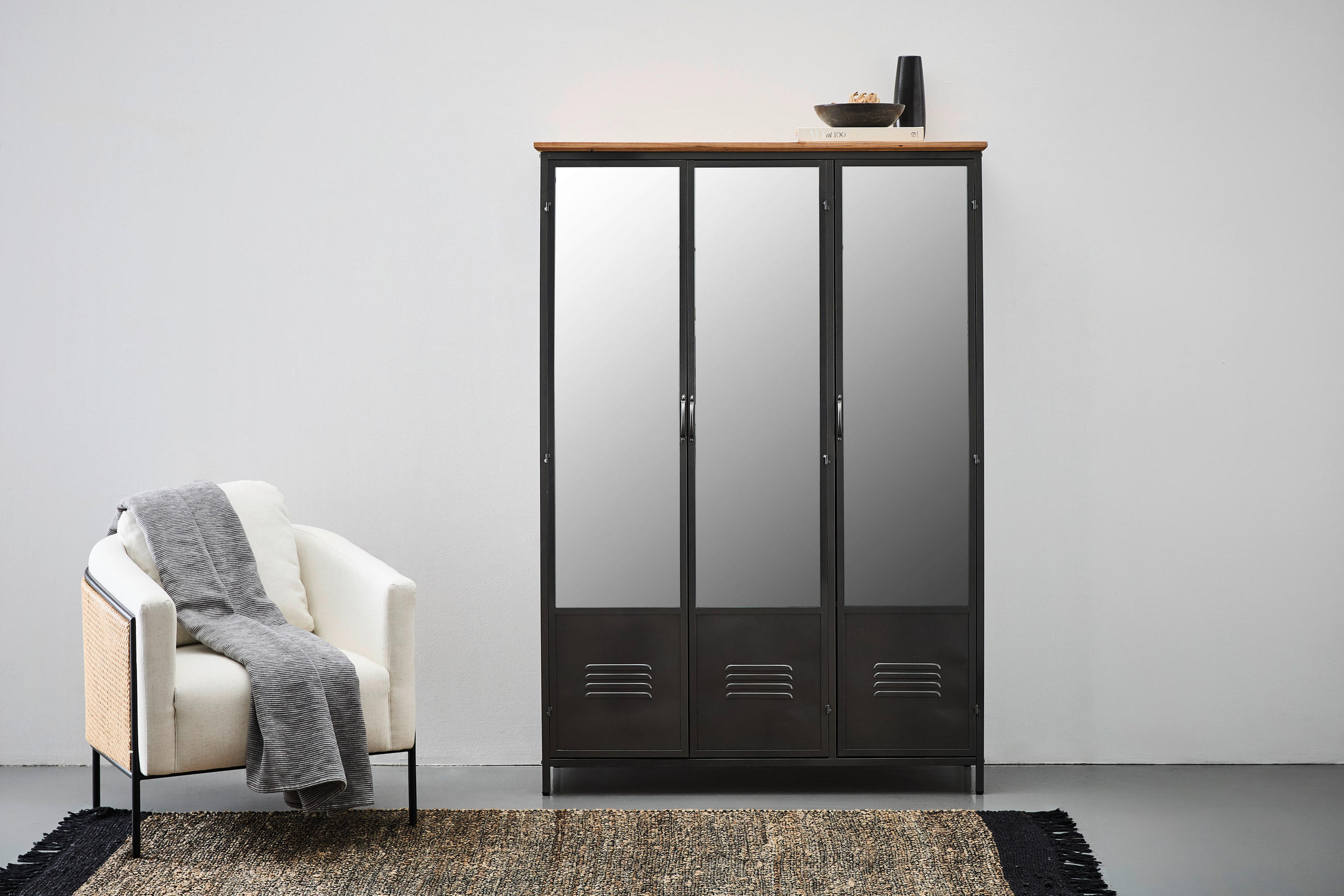 SPIEGELSCHRANK 121/175/41 cm  - Klar/Schwarz, Natur, Glas/Holz (121/175/41cm) - Livetastic