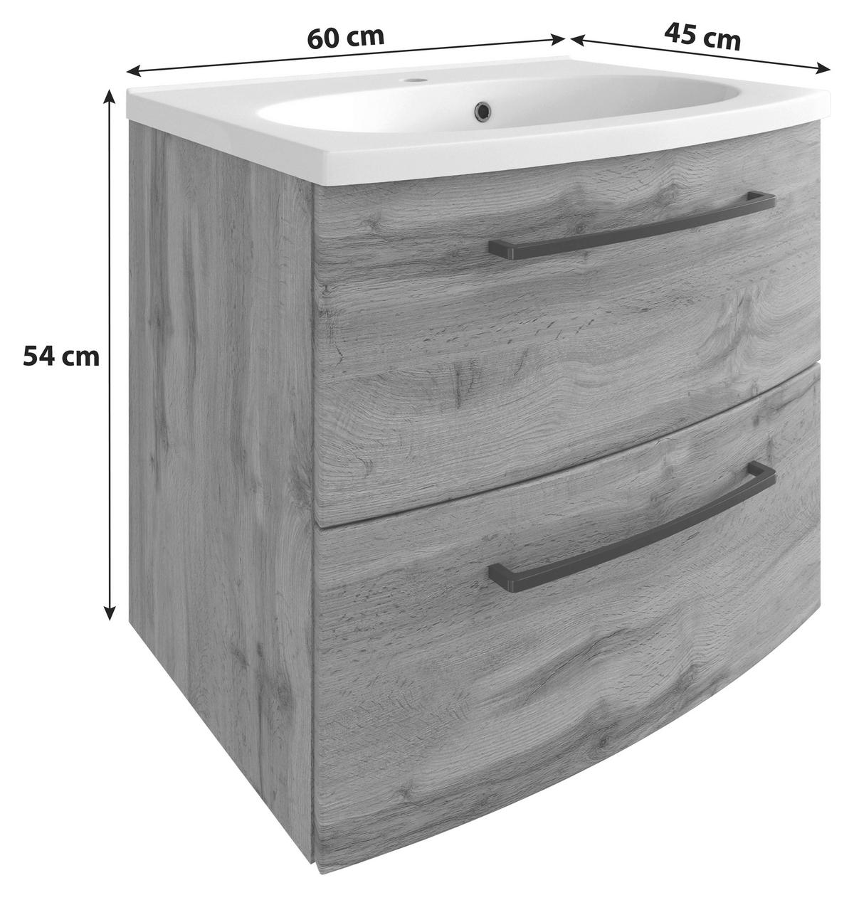 SKRINKA S UMÝVADLOM, 60 cm - čierna/biela, Modern, kov/kompozitné drevo (60cm) - Held