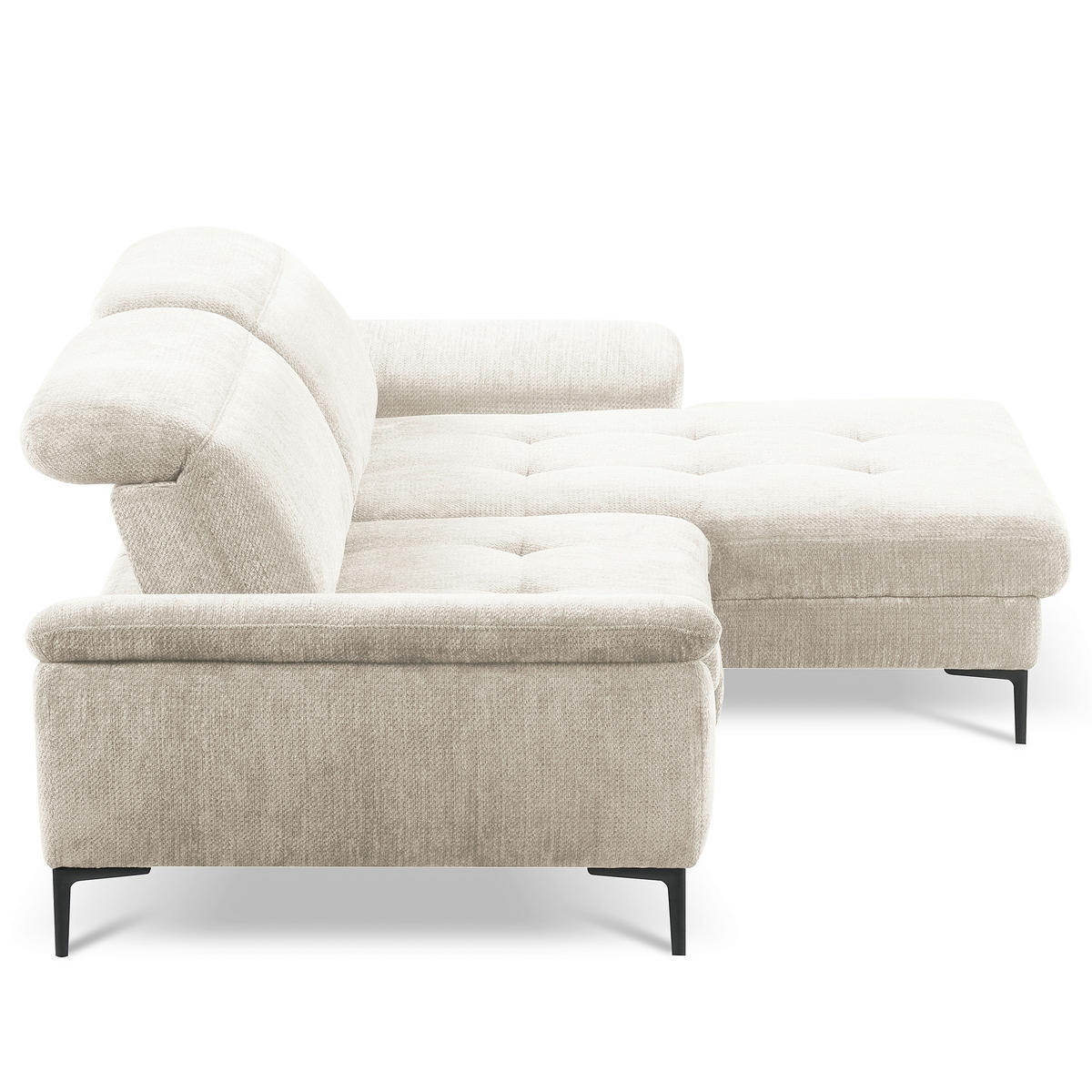 ECKSOFA   - Weiss/Schwarz, Design, Textil/Metall (268/195cm) - Livetastic