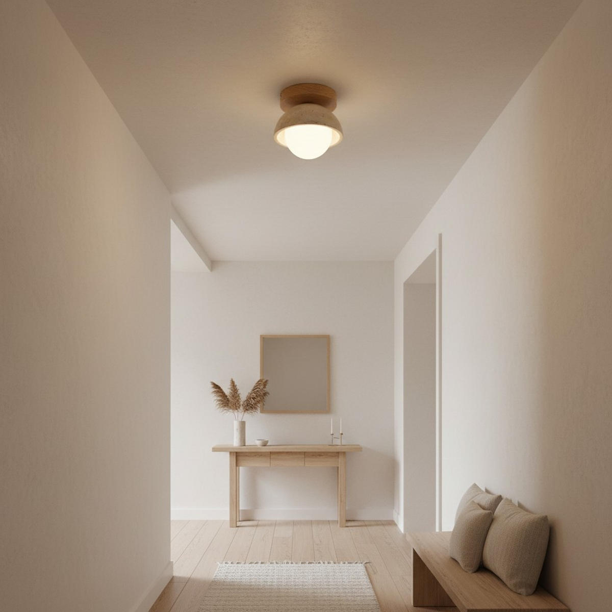 DECKENLEUCHTE  15/15 cm    - Beige/Weiß, Design, Glas/Stein (15/15cm) - Collet's Monde