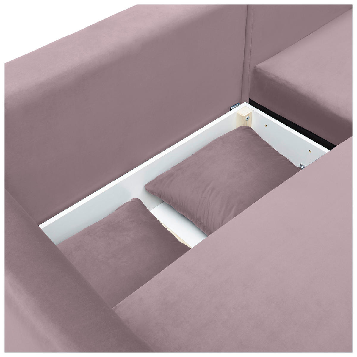 ECKSOFA Rosa Velours  - Schwarz/Rosa, Design, Holz/Textil (235/165cm) - Ti'me