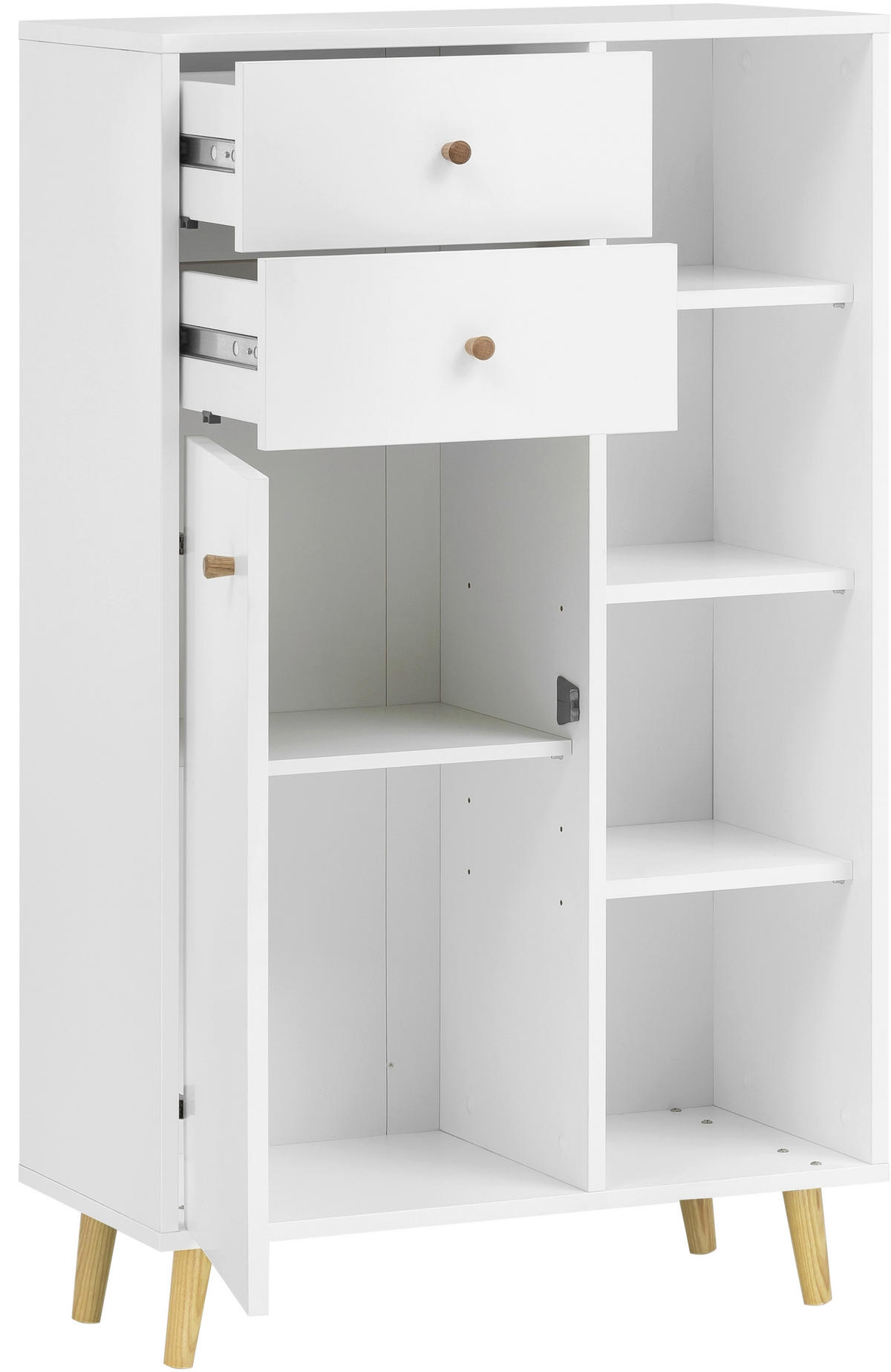 HIGHBOARD Schildmeyer Bjarne, 60,2/113,4/33,1 cm, 2 Schublade(n)  - Eichefarben/Weiß, MODERN, Holz/Holzwerkstoff (60,2/113,4/33,1cm) - Stylife