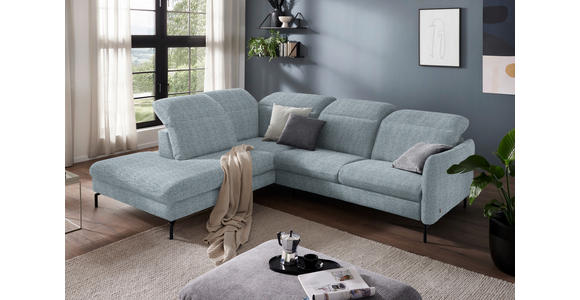 ECKSOFA in Flachgewebe Hellblau 233/299-313 cm - Schwarz/Hellblau, Design, Textil/Metall (233/299-313cm) - Dieter Knoll