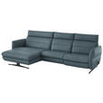 ECKSOFA in Echtleder Blaugrau  169/298 cm  - Blaugrau/Schwarz, Design, Leder/Metall (169/298cm) - Dieter Knoll