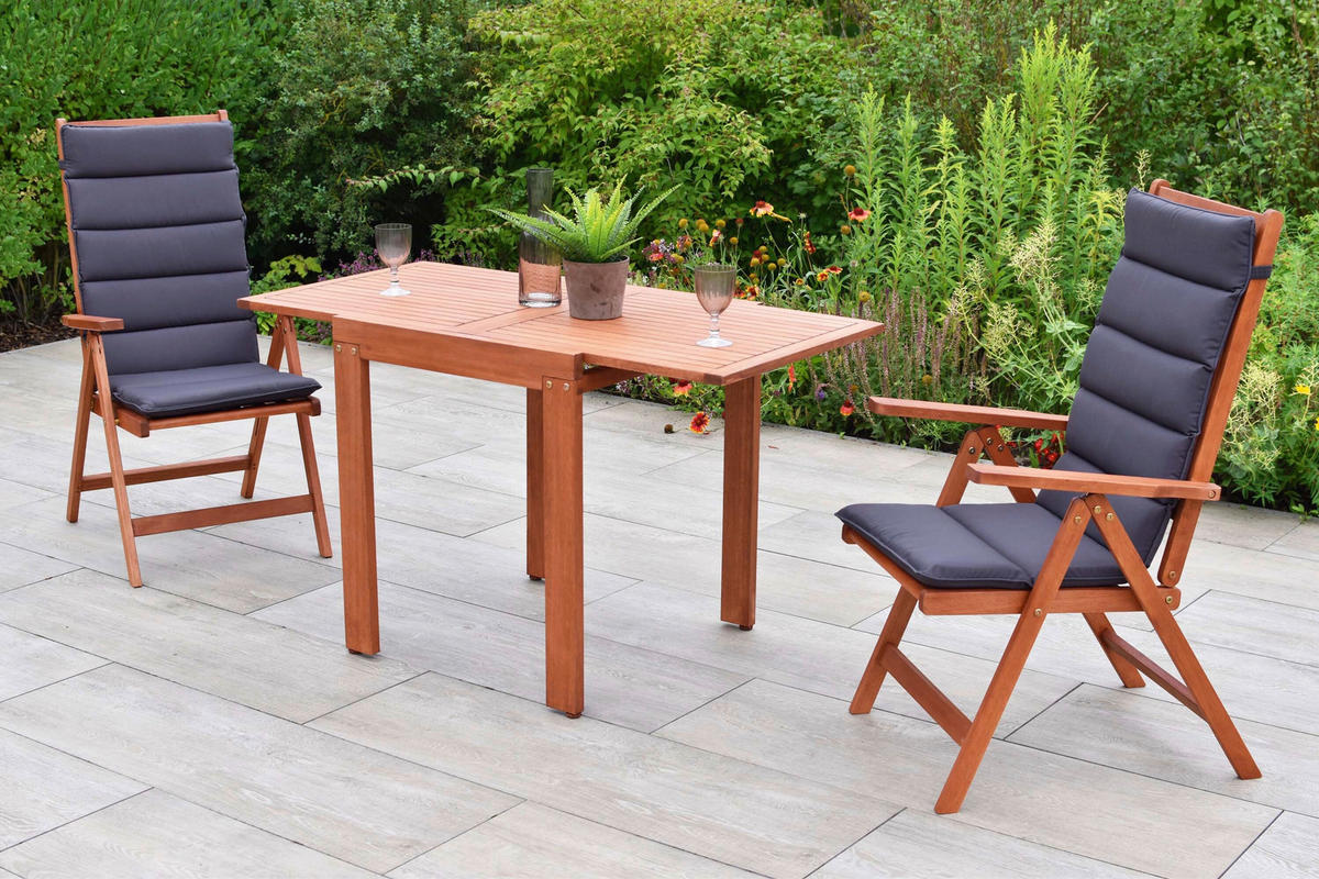 GARTENTISCHGRUPPE  - Eukalyptusholzfarben/Grau, KONVENTIONELL, Holz/Textil - Gardenson