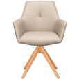 ARMLEHNSTUHL  in Echtleder pigmentiert  - Taupe/Eichefarben, Design, Leder/Holz (60/87,5/63,5cm) - Novel