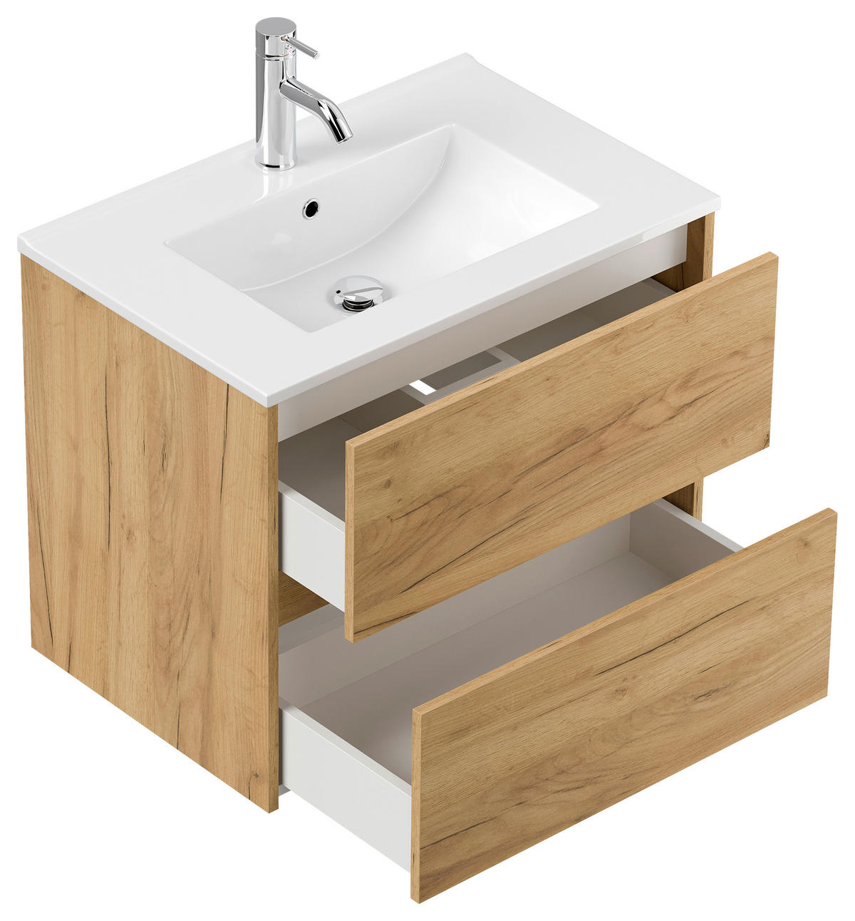 WASCHTISCHKOMBI 70 cm  - Eichefarben/Weiß, MODERN, Keramik/Holzwerkstoff (70cm) - MID.YOU