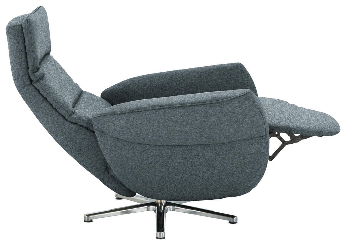 RELAXSESSEL in Textil Blaugrau  - Chromfarben/Blaugrau, Design, Textil/Metall (78/113/83cm) - Beldomo Speed