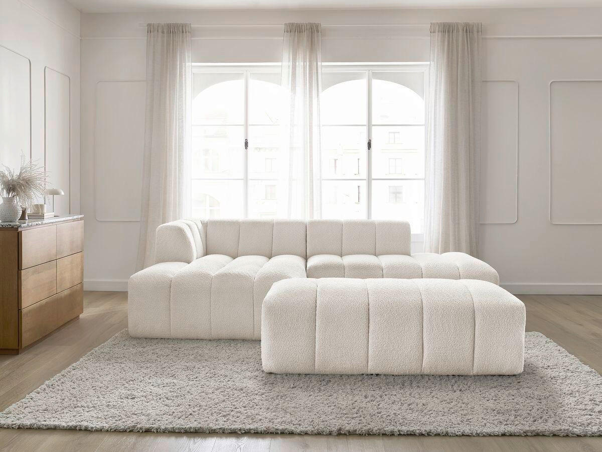 ECKSOFA  ANNECY Weiß Bouclé  - Schwarz/Weiß, MODERN, Kunststoff/Textil (170/262cm)