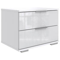 NACHTTISCH 52/40/38 cm, Weiss,  - Weiss/Alufarben, Design, Glas/Holzwerkstoff (52/40/38cm) - Livetastic