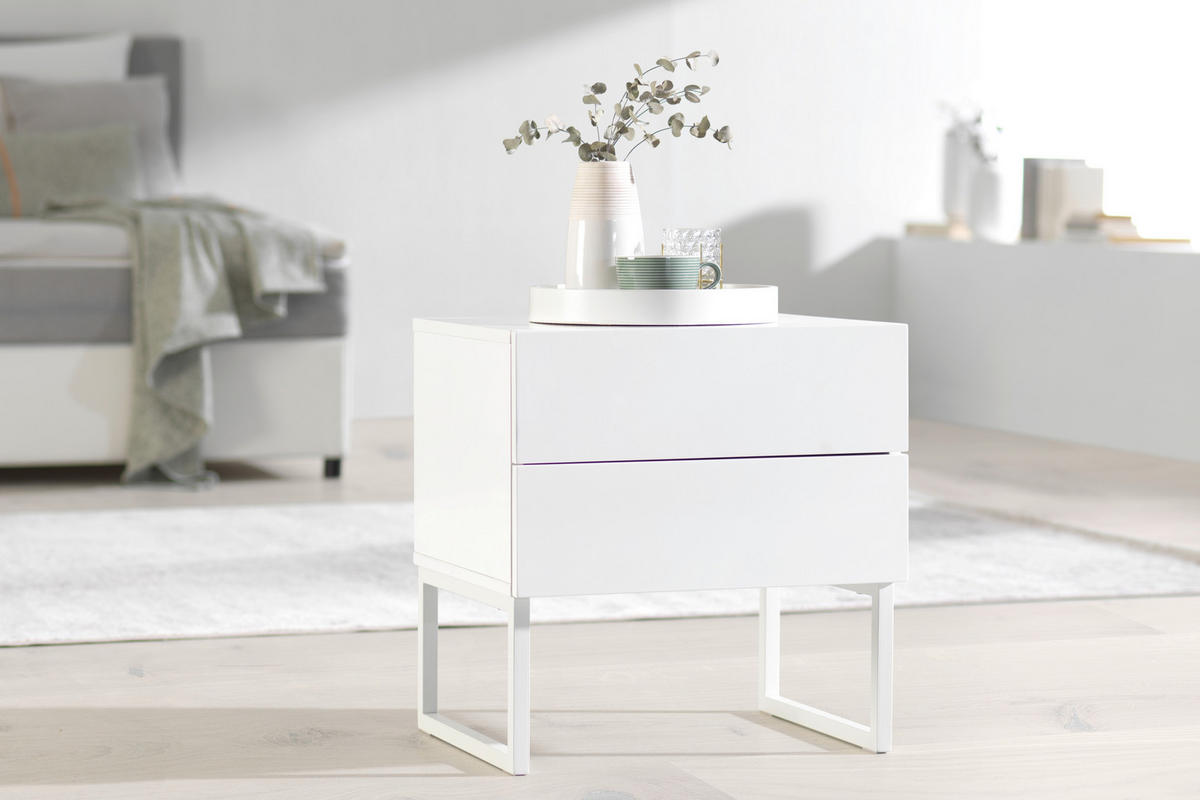 NOČNÝ STOLÍK, biela, 48/50/40 cm - biela, Modern, kov/kompozitné drevo (48/50/40cm) - Livetastic