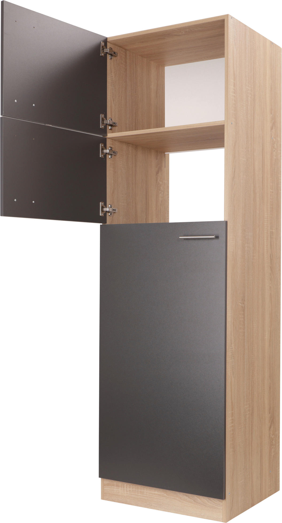 GERÄTEUMBAUSCHRANK 60/200/60 cm  in Grau, Eichefarben  - Eichefarben/Silberfarben, Basics, Holzwerkstoff/Metall (60/200/60cm) - Respekta