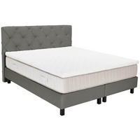 BOXSPRINGBETT 180/200 cm,  in Grau, Matratze, Topper, H3 = fest  - Schwarz/Grau, Design, Textil/Metall (180/200cm) - Esposa
