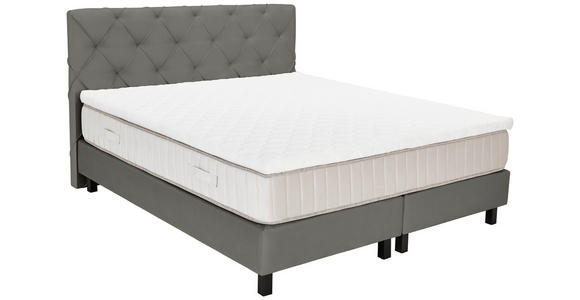 BOXSPRINGBETT 180/200 cm,  in Grau, Matratze, Topper, H3 = fest  - Schwarz/Grau, Design, Textil/Metall (180/200cm) - Esposa