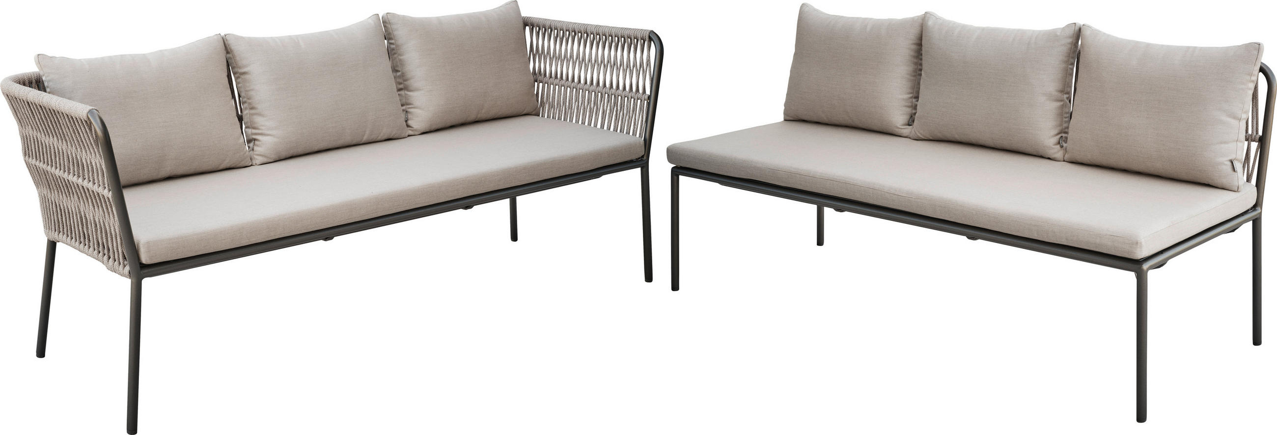 DINING-LOUNGESET Aluminium  - Anthrazit/Graubraun, Basics, Textil/Metall - Stern