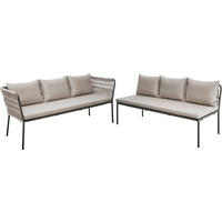 DINING-LOUNGESET Aluminium  - Anthrazit/Graubraun, Basics, Textil/Metall - Stern