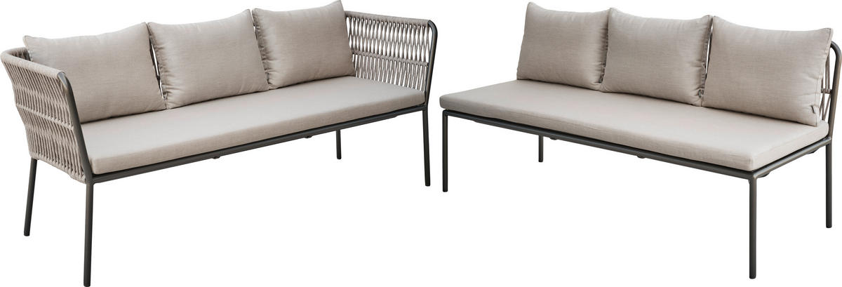 DINING-LOUNGESET Aluminium  - Anthrazit/Graubraun, Basics, Textil/Metall - Stern