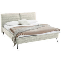 POLSTERBETT 180/200 cm  in Hellgrau  - Hellgrau/Schwarz, Modern, Textil/Metall (180/200cm) - Livetastic