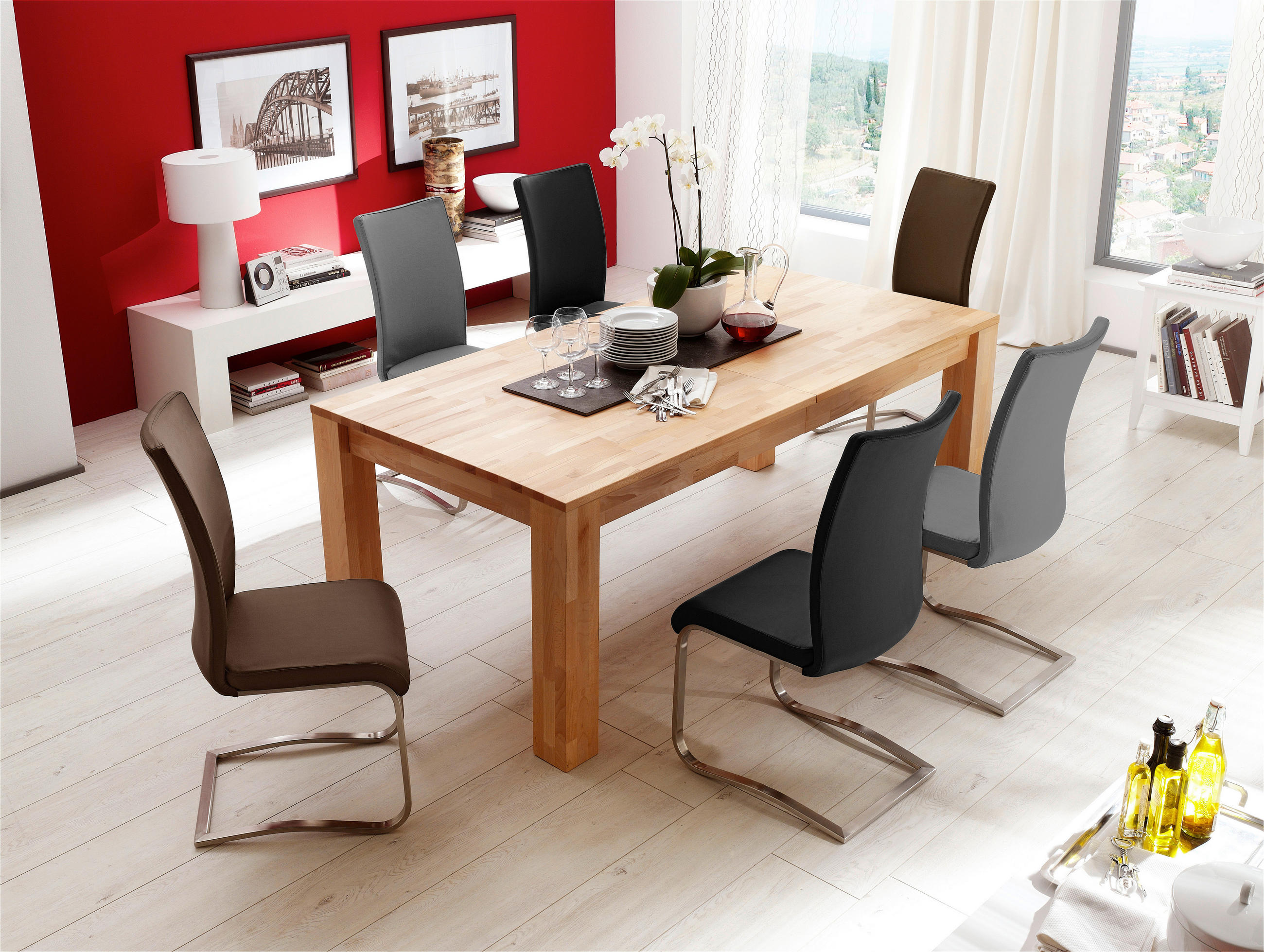 Thumbnail - Livetastic Schwingstuhl, Schwarz, Edelstahl, Metall, Textil, C-Form, 52x103x43 cm, Esszimmer, Stühle, Esszimmerstühle, S...