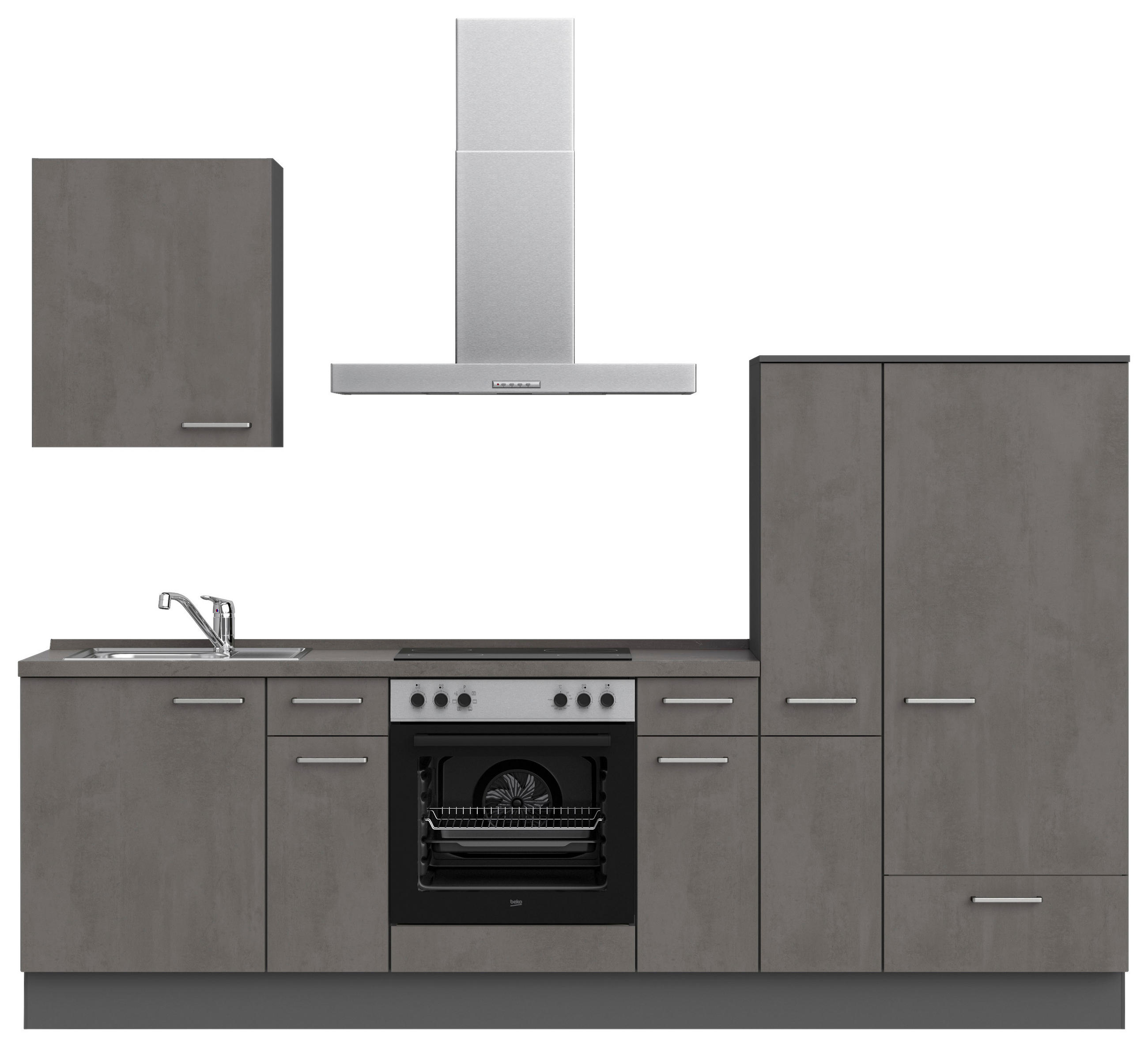 KÜCHENBLOCK 270 cm   in Schieferfarben  - Schieferfarben/Edelstahlfarben, MODERN, Holzwerkstoff/Metall (270cm) - Nobilia