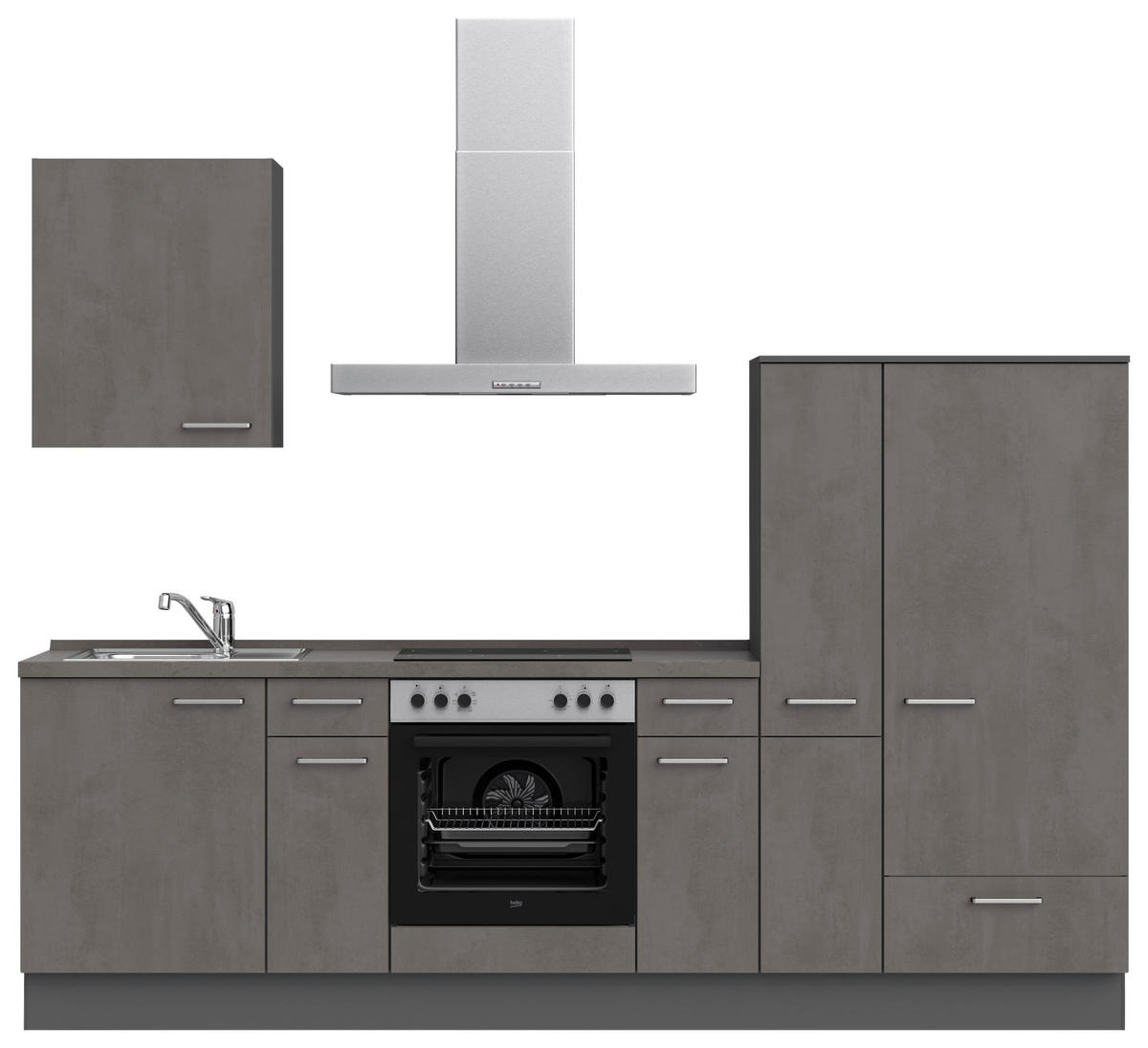 KÜCHENBLOCK 270 cm   in Schieferfarben  - Schieferfarben/Edelstahlfarben, MODERN, Holzwerkstoff/Metall (270cm) - Nobilia