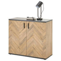 KOMODA  92/83/38 cm  boja hrasta  - boja hrasta/crna, Konvencionalno, pločasti materijal/plastika (92/83/38cm) - MID.YOU