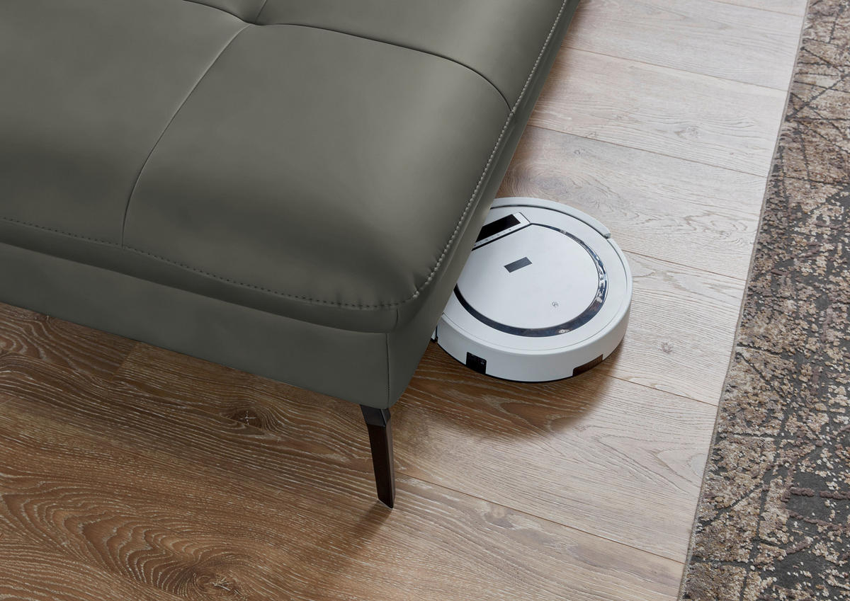 WOHNLANDSCHAFT  in Echtleder Grau  - Schwarz/Grau, Design, Leder/Metall (206/336/181cm) - Beldomo Speed