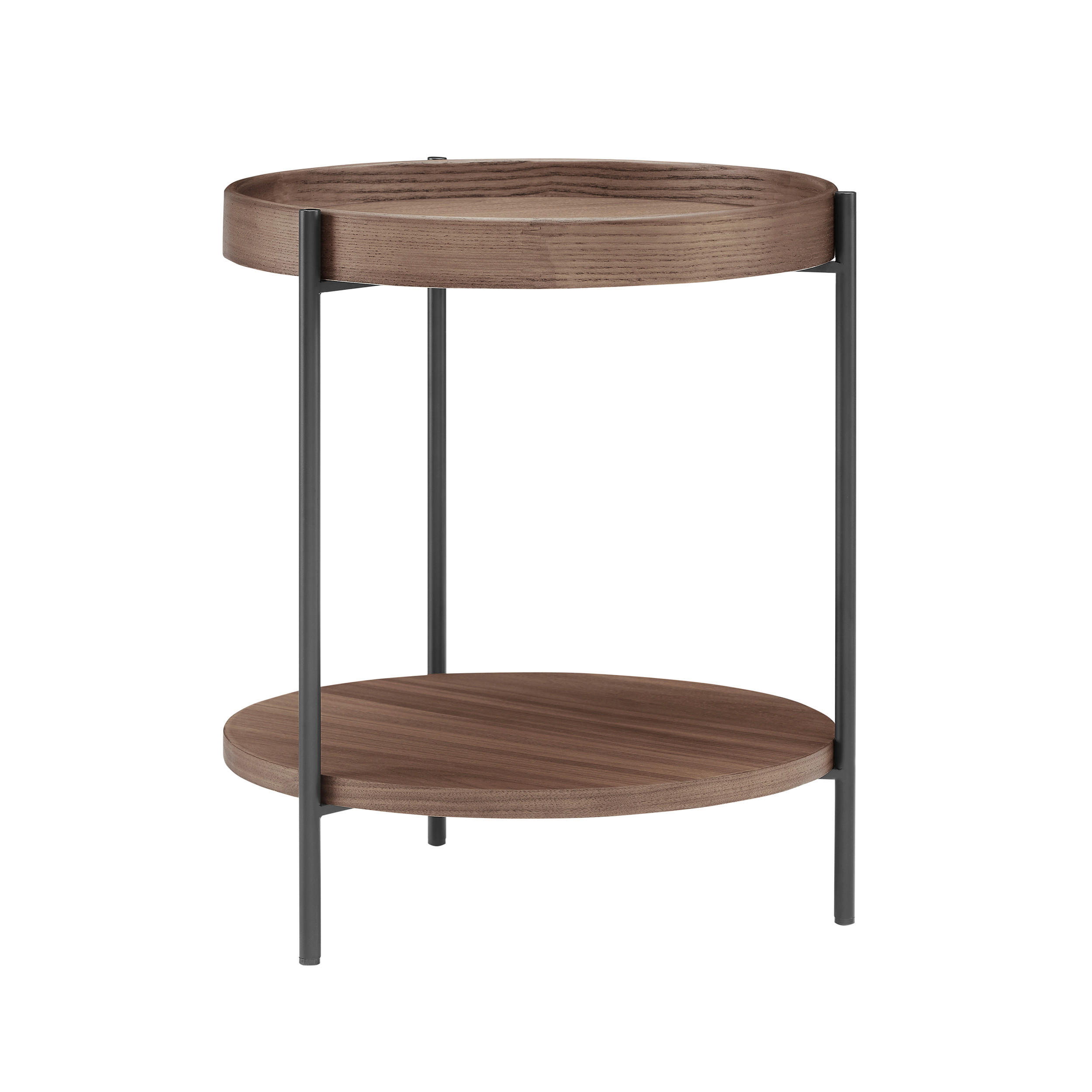 BEISTELLTISCH in Holzwerkstoff 44/44/49 cm  - Walnussfarben/Schwarz, Design, Holzwerkstoff/Metall (44/44/49cm) - Livetastic