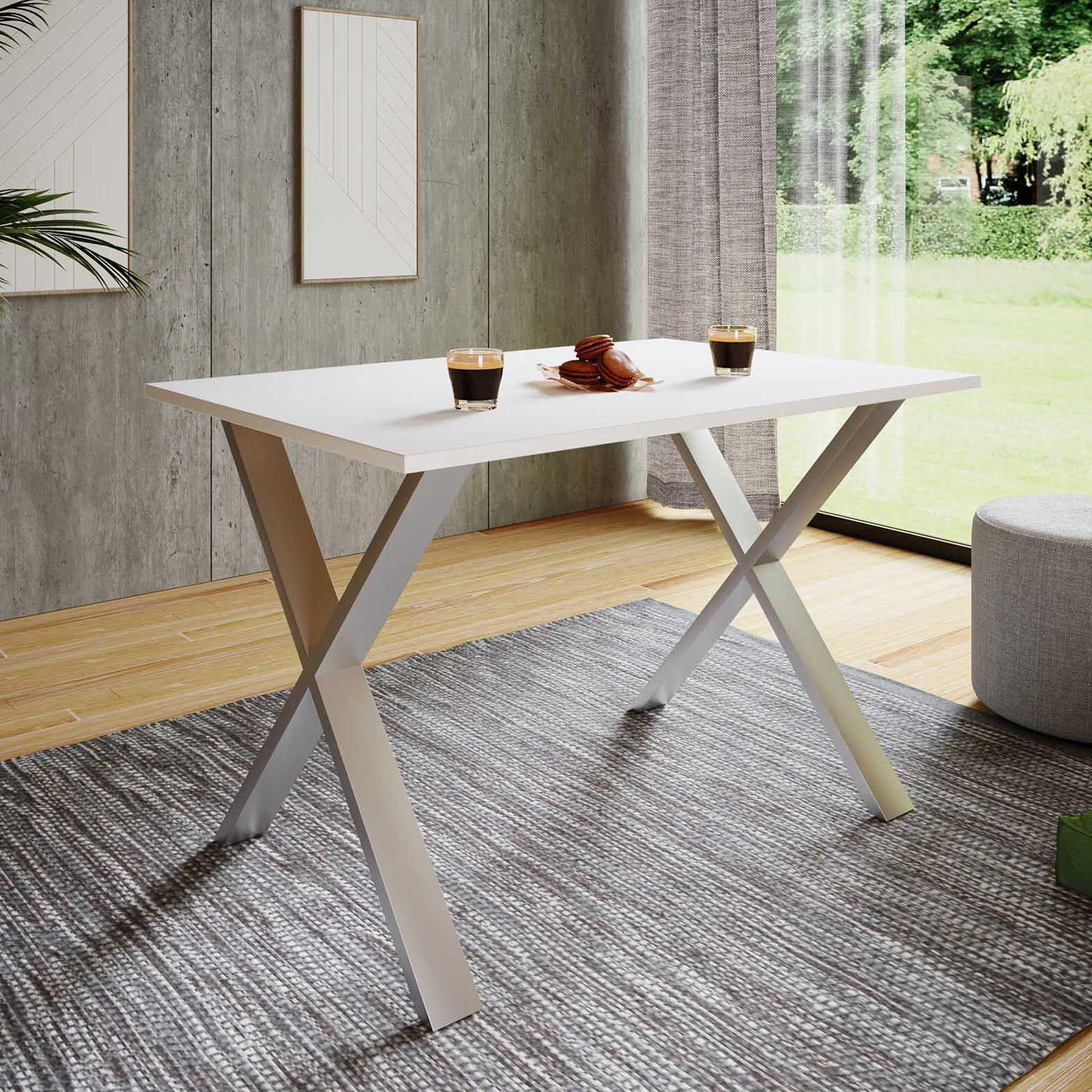MATBORD i trämaterial   - vit/silver, Basics, trämaterial (110/80/76cm) - MID.YOU