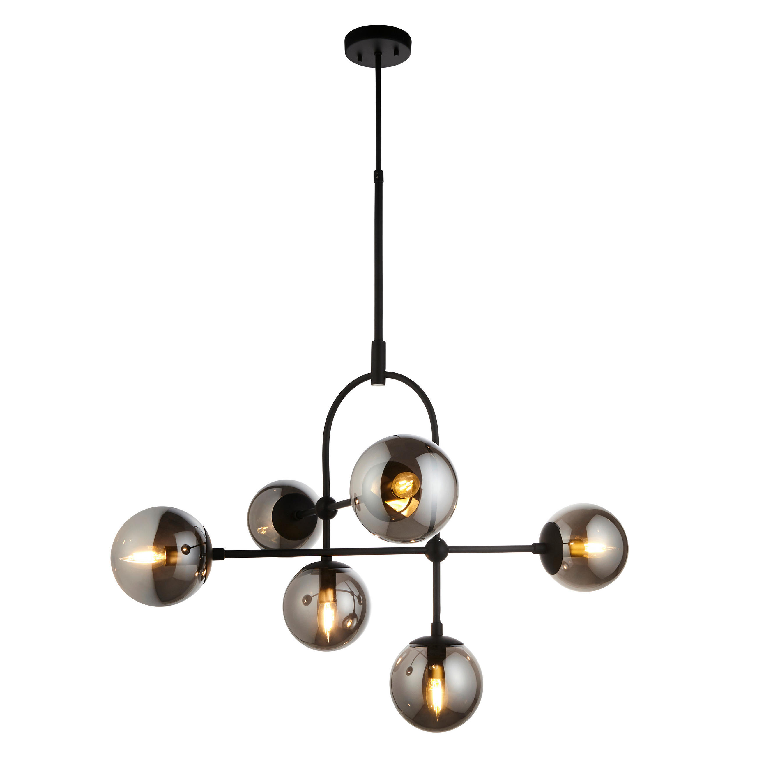 HÄNGELEUCHTE 86/100-127 cm  - Schwarzchrom, Design, Glas (86/100-127cm) - ENDON