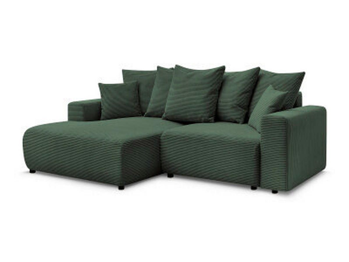 ECKSOFA Ottomane links  ATILLA Dunkelgrün Cord  - Dunkelgrün/Schwarz, MODERN, Kunststoff/Textil (149/244cm)