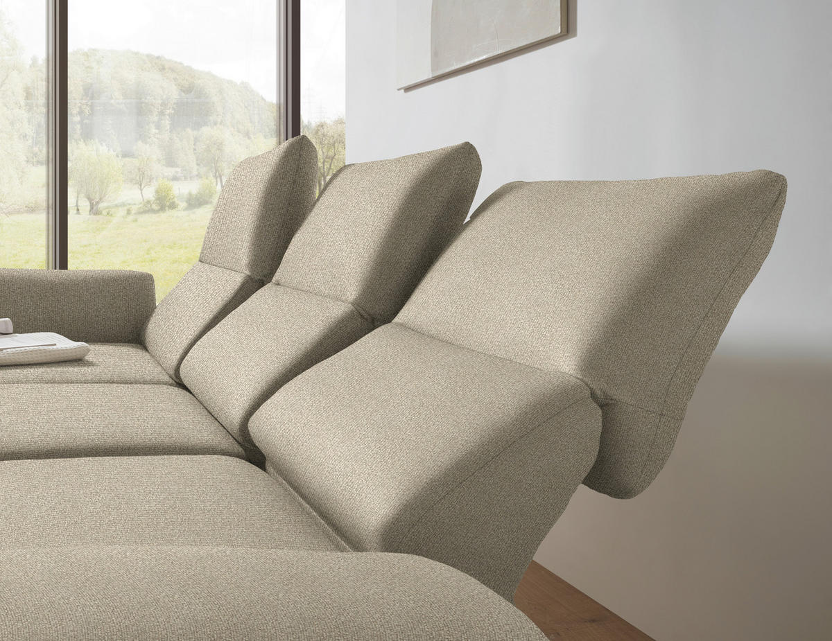 ECKSOFA  in Flachgewebe Beige  175-224/255-365 cm  - Beige/Schwarz, Design, Textil/Metall (175-224/255-365cm) - Dieter Knoll