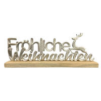 DEKOSCHRIFTZUG  - Silberfarben/Braun, LIFESTYLE, Holz/Metall (42/5/15,5cm) - X-Mas