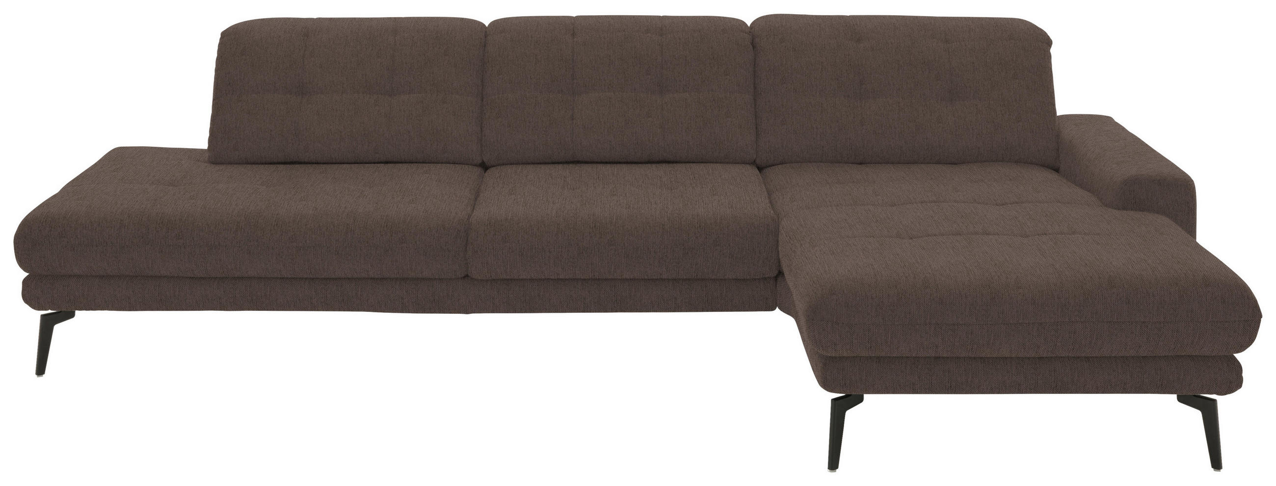 ECKSOFA in Flachgewebe Braun  - Schwarz/Braun, Design, Textil/Metall (309/190cm) - Beldomo Style