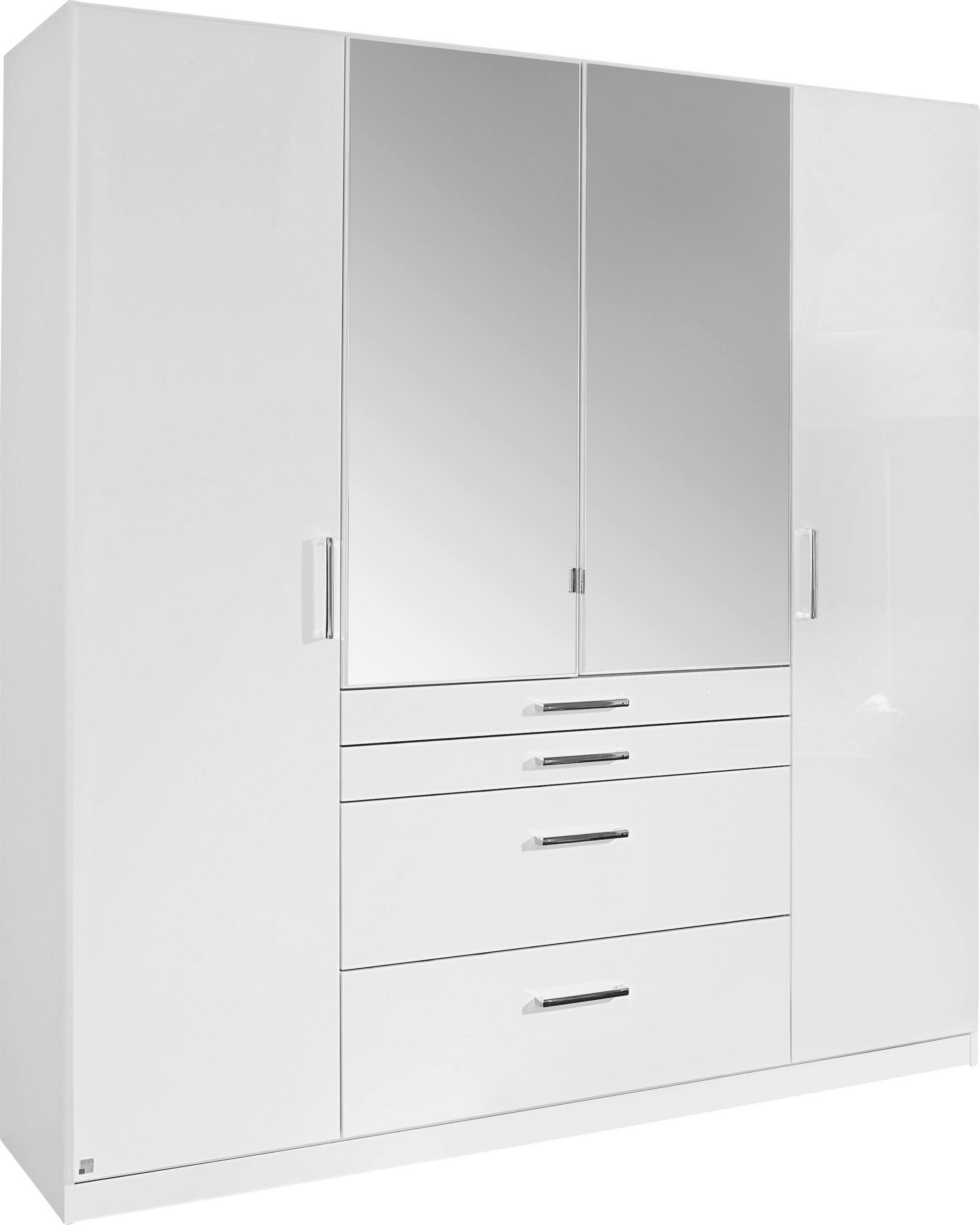 RUHÁSSZEKRÉNY magasfényű fehér, fehér  - króm/fehér, Design, műanyag/faalapú anyag (181/197/54cm) - Carryhome