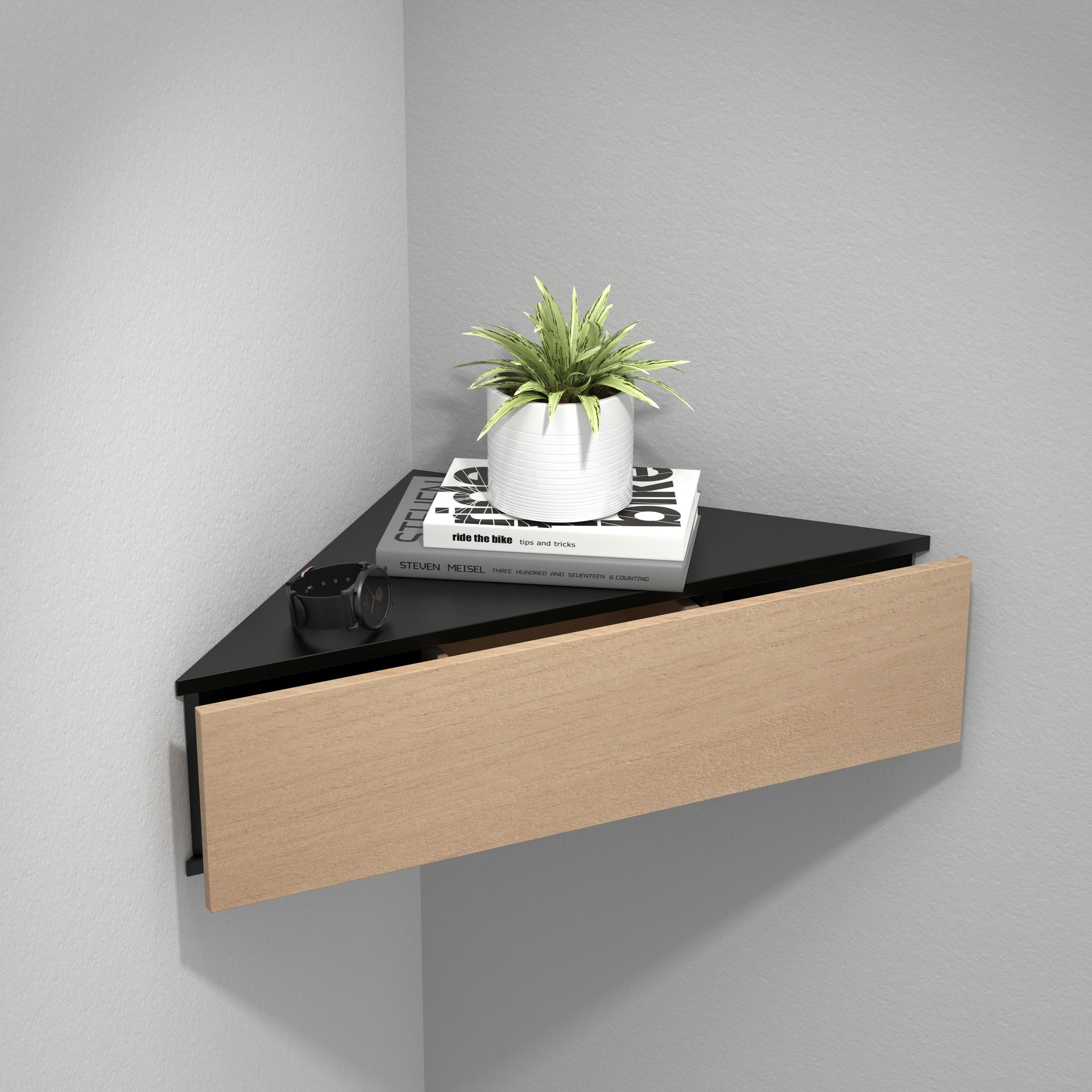NACHTKÄSTCHEN 60/15/42,4 cm  in Schwarz, Honigeiche  - Honigeiche/Schwarz, Modern, Holzwerkstoff (60/15/42,4cm) - MID.YOU