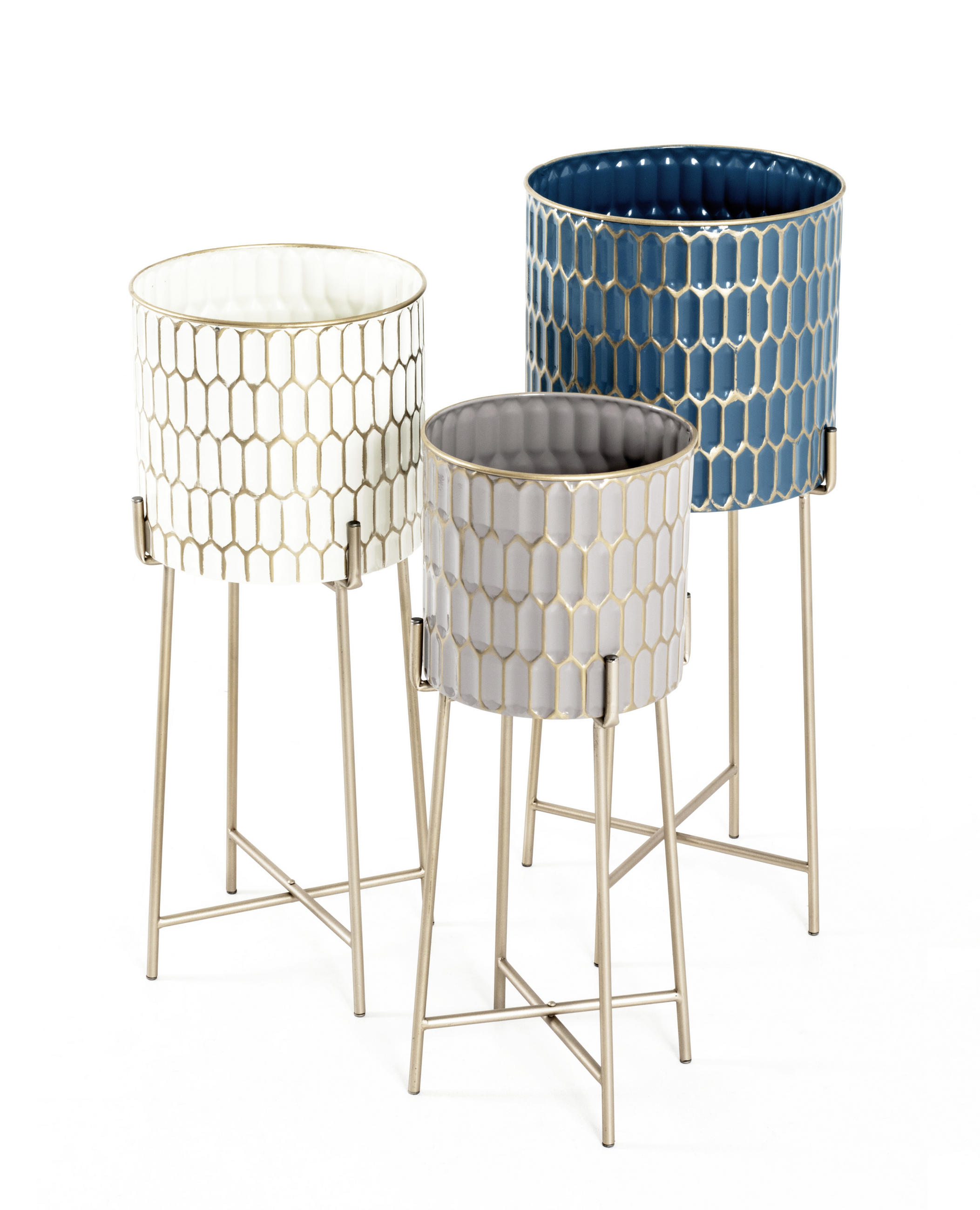 BLUMENTISCHSET Metall - Taupe/Goldfarben, Design, Metall (29/29/70cm)