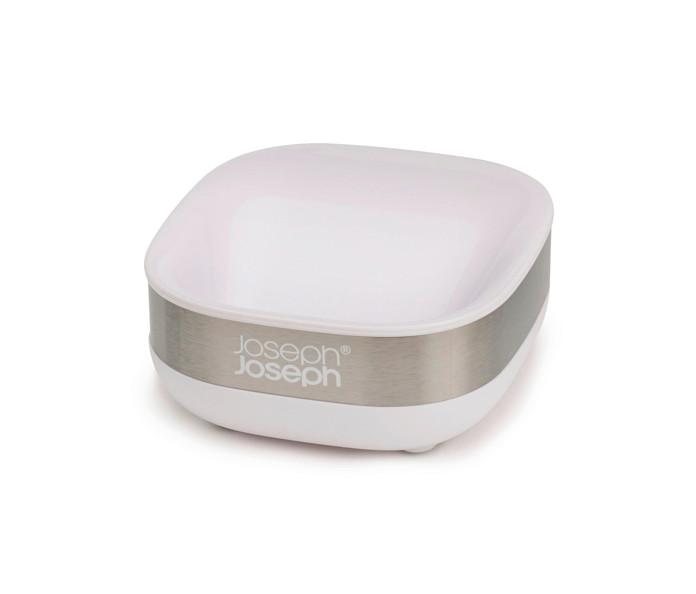 POSUDA ZA SAPUN bijela metal, plastika SLIM STEEL - bijela, Konvencionalno, metal/plastika (8/4/9cm) - Joseph Joseph