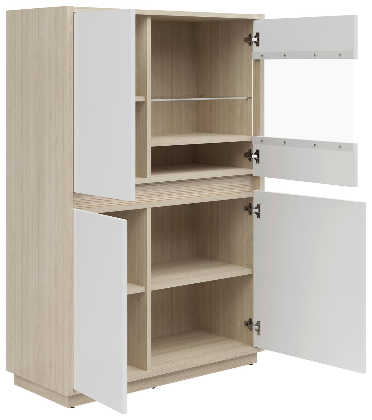 VITRINE Weiss, Eichefarben  95/141,5/42 cm  - Weiss/Eichefarben, Konventionell, Glas/Holzwerkstoff (95/141,5/42cm) - Hom`in