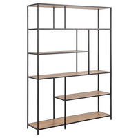 REGAL Schwarz, Eichefarben  - Eichefarben/Schwarz, Trend, Holzwerkstoff/Metall (135/185/35cm)