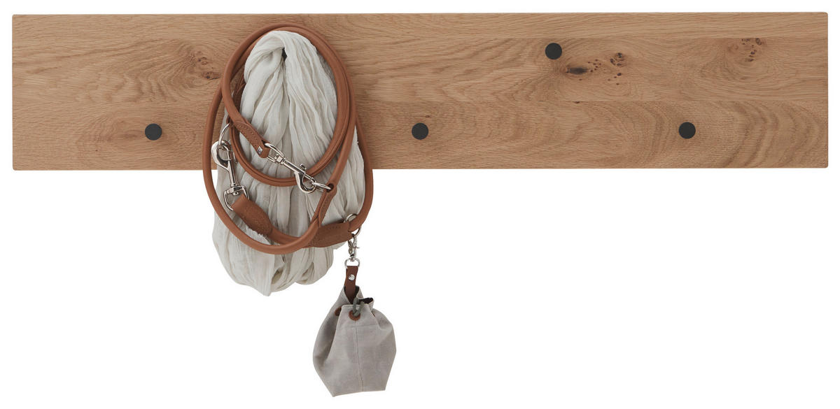 GARDEROBENLEISTE Wildeiche massiv Eichefarben  - Eichefarben, Natur, Holz/Metall (99/19/7,5cm) - Valdera