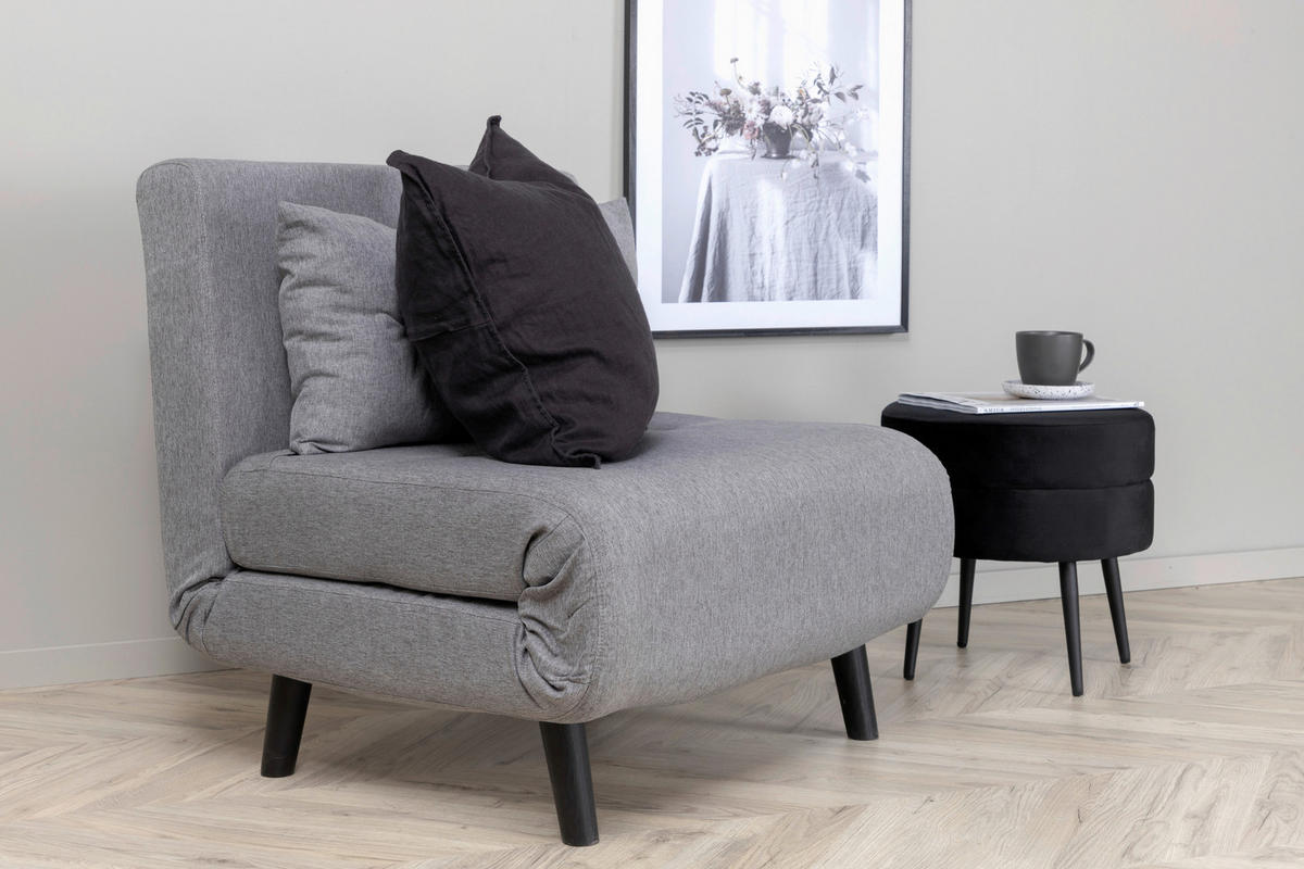 SCHLAFSESSEL in Textilgeflecht Grau, Schwarz  - Schwarz/Grau, Design, Textil/Metall (70/88/80cm) - Livetastic