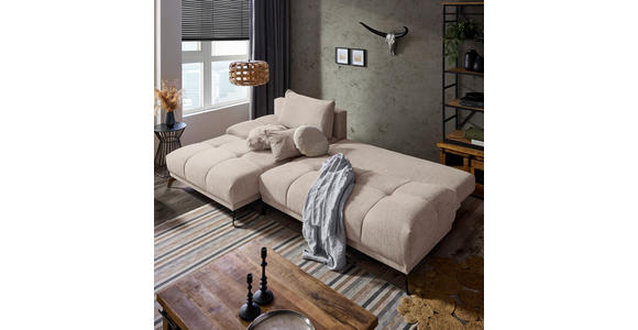 ECKSOFA in Chenille Greige  - Greige/Schwarz, MODERN, Textil/Metall (182/290cm) - Hom`in